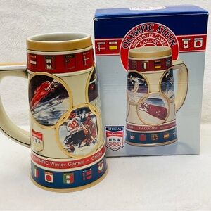 Vintage 1988 Official Budweiser Olympic Winter Games Calgary 8 Inch Beer Stein